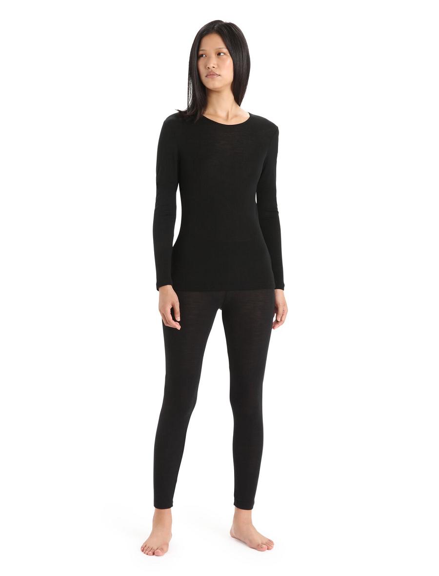 Black Women's Icebreaker Merino 175 Everyday Thermal Leggings | USA 1545TCEV